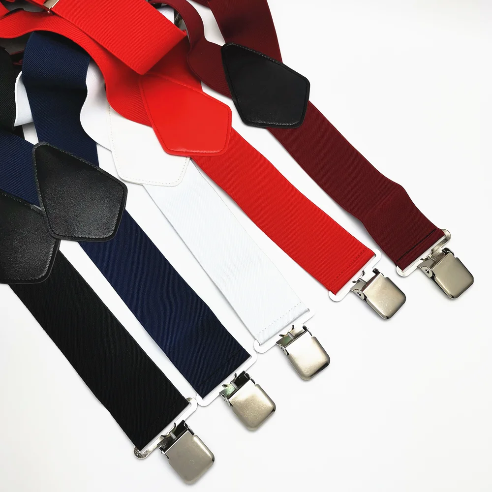 Tirantes grandes y fuertes para hombre, tirantes Unisex de 50mm de ancho, 5 colores sólidos, Tirantes ajustables de alta elasticidad para trabajo