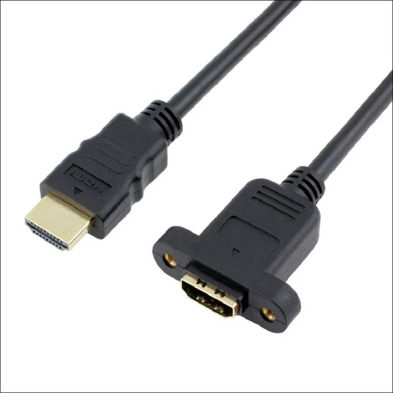 HD Copper Core HDMI-Compatible 1.4 Male to Female Screw Panel Mounting Extension Cable 3d Uhd TV High Speed 0.3m 0.5cm 1m 1.5m