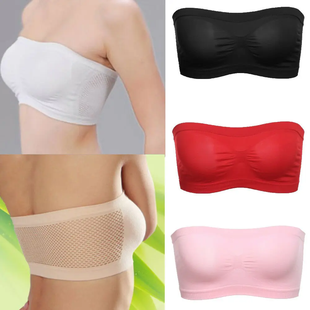 New Women Summer Solid Color Tube Top Seamless Strapless Bra Bandeau Comfortable And Breathable Tube Top Sports Bra No sponge