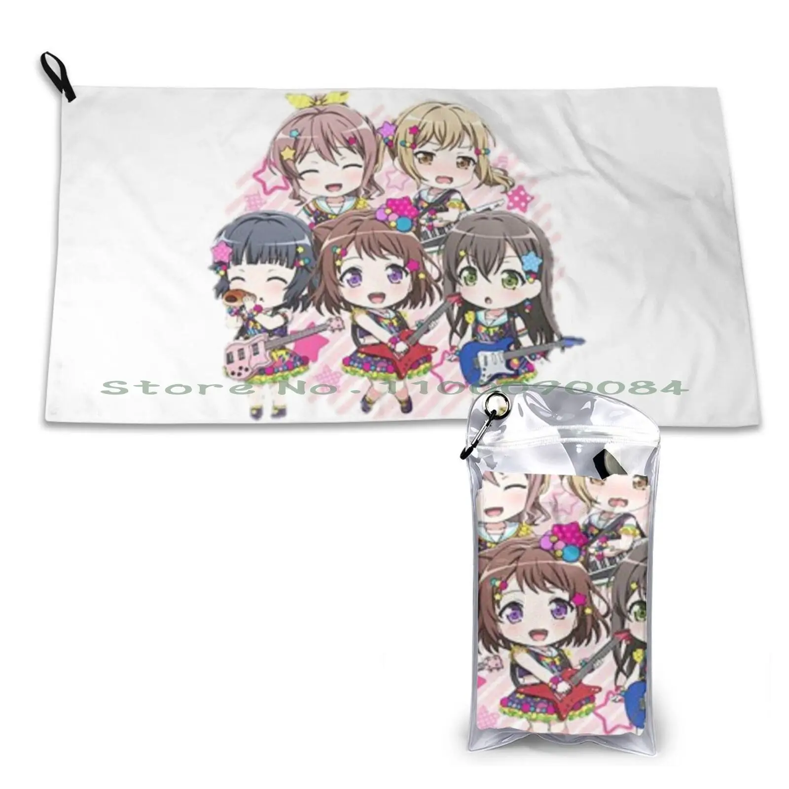 Bang Dream! Poppin Dream! Quick Dry Towel Gym Sports Bath Portable Love Animals Goldfish Watercolor Watercolor Goldfish