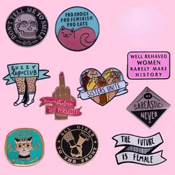 Feminist Enamel Pin Brooches Feminist Motivational Metal Brooch Pins Denim Hat Badge Collar Jewelry Gift for Women Wholesale