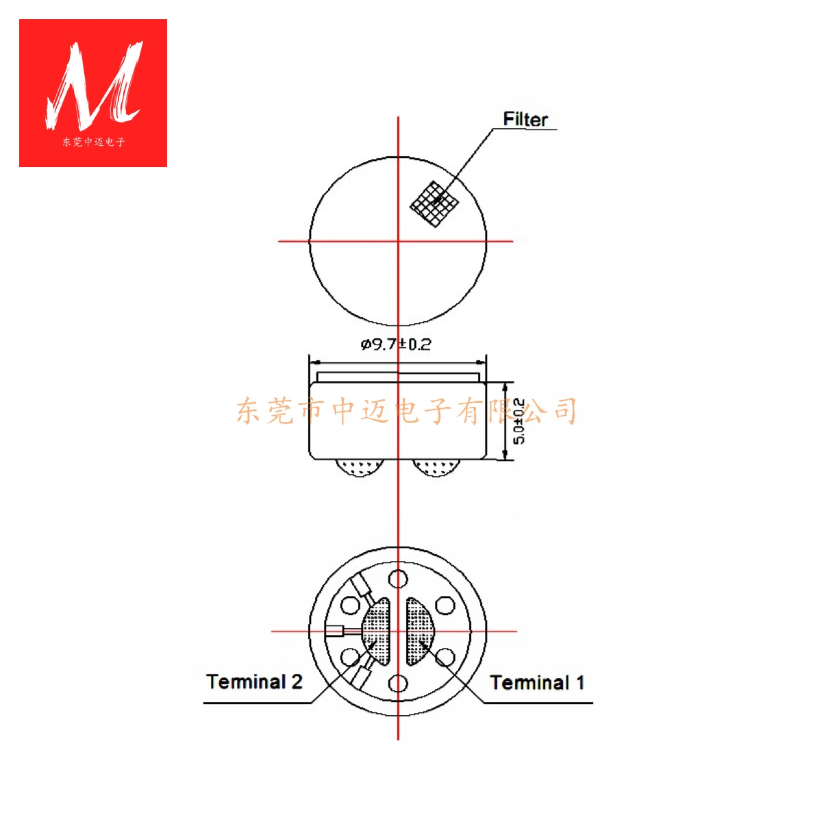 9750 9.7mmX5.0mm gürültü iptal mikrofon mikrofon