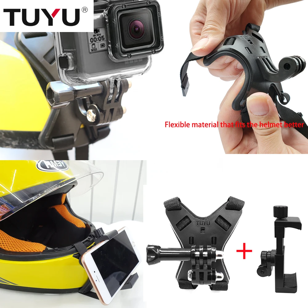 TUYU Mũ Bảo Hiểm Full Face Cằm Kết Nối Với Go Anh Hùng 9/8/7/6/5 SJCAM Xe Máy cằm Đứng Dành Cho Máy Ảnh Gopro Phụ Kiện