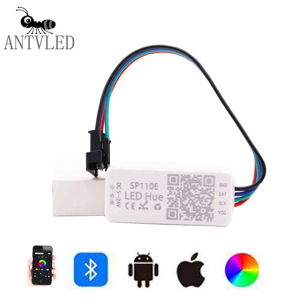 SP110E Bluetooth Pixel Controller WS2811 WS2812B SK6812 RGB RGBW APA102 Magic Lights Strip Smart Phone APP IOS Android DC5-24V