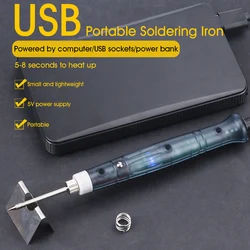 10W 5V Portable Mini Soldering Iron Electric USB Soldering Iron 450°C Temperature 25s Auto Sleep Soldering Kit with Tin Wire