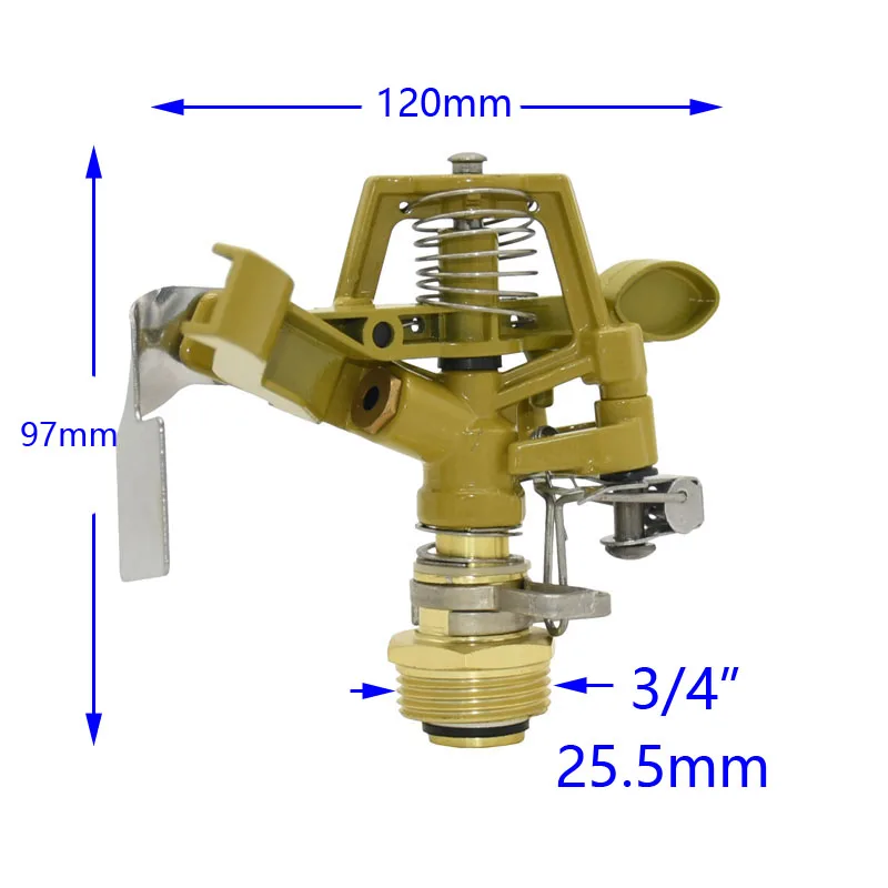 1/2 3/4 Cal metalowy obracany dysza do zraszacza zraszacz z regulowanym kątem 360 stopni nawadnianie ogrodu trawnika 1 szt