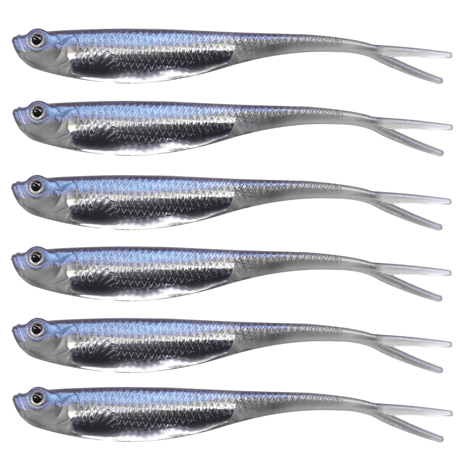 6pcs Soft Jerk Baits 7.5cm Silicone Fishing Lure Soft Worm 1.8g Rubber Swimbait Artificial Lures For Pike Perch Carp Fishing