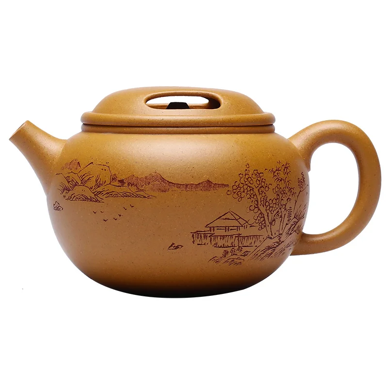 ★Purple clay pot hand painted golden clay 220cc small capacity ox lid xiaoyuanfu household single pot teapot