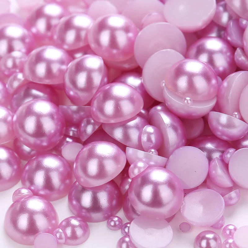 Mix size 3-10mm 10g/lot Multicolor ABS Plastic Beads Half Round FlatbackF Pearl DIY Jewelry Findings Making Crafts Decoration