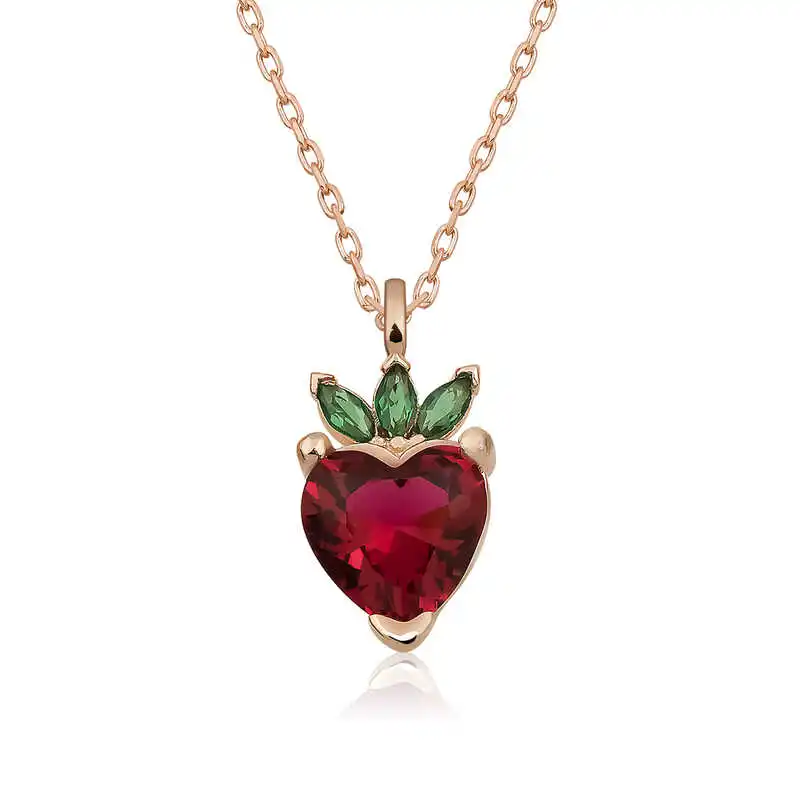 Silver Strawberry Figure Fruit Necklace