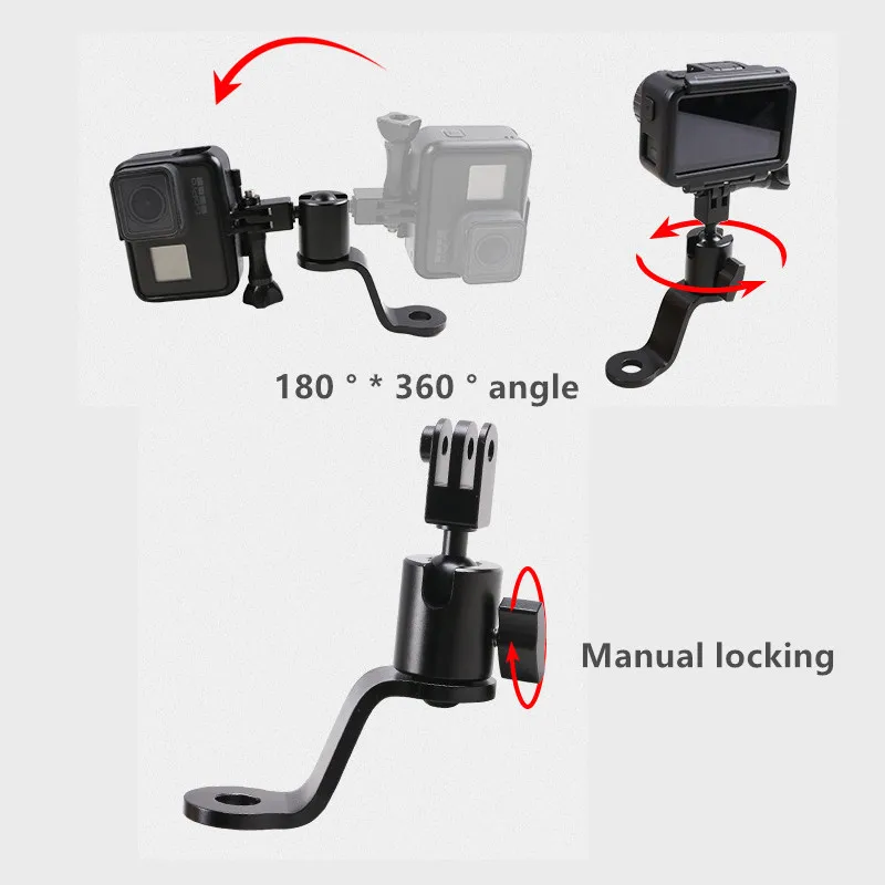 금속 자전거 오토바이 마운트 백미러 브래킷, GoPro SJCAM DJI Osmo 액션 카메라 액세서리용 라이딩 핸들 바 홀더