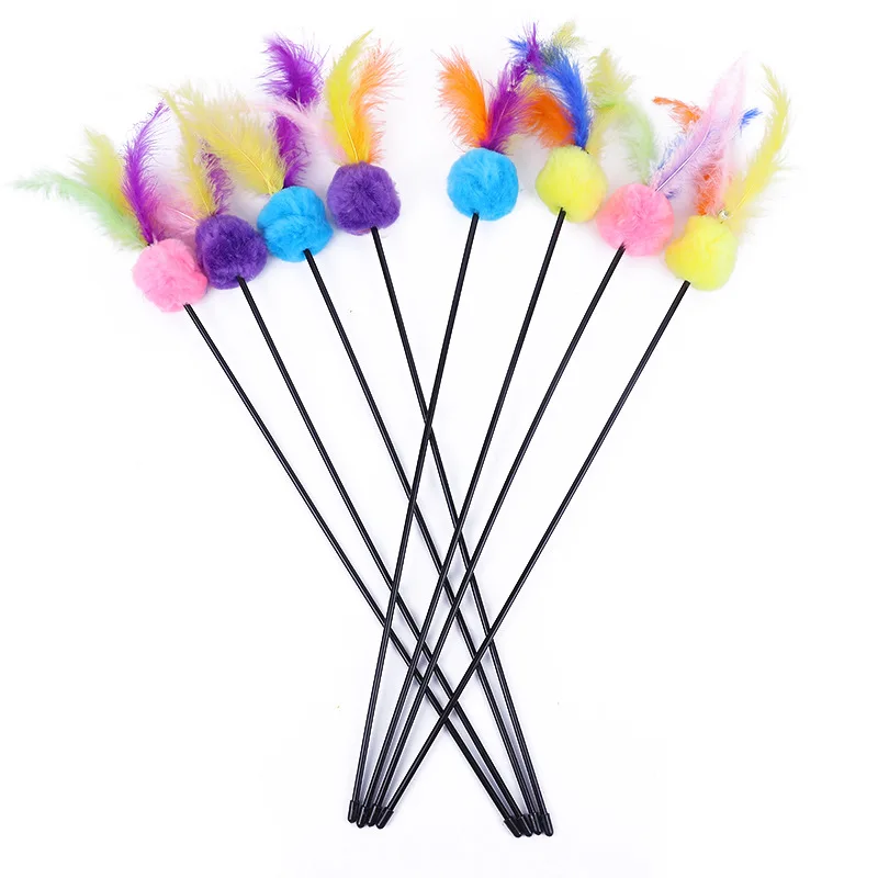 5 stücke Lustige Kätzchen Katze Teaser Interaktive Spielzeug Stange mit Glocke und Feder Spielzeug Für Haustier Katzen Stick Draht Chaser Zauberstab spielzeug Zufällige Farbe – Detail 28