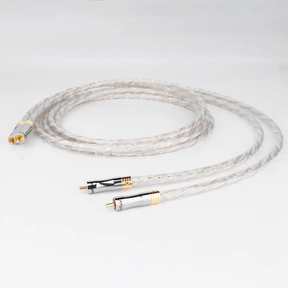 Preffair X413 OFC Silver plated RCA cable Analog cable audio interconnect cable with Gold Plated RCA plug