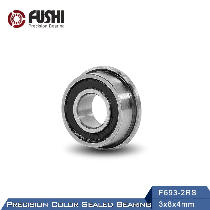 F693-2RS Bearing 3*8*4 mm 10PCS ABEC-1 Miniature Flanged F693RS Ball Bearings RF-830DD F693 RS