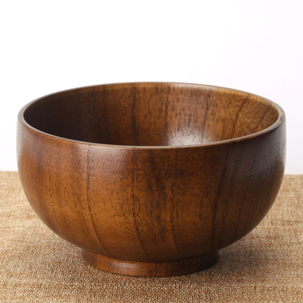 

1Pc Wooden Bowl New Wood Rice Soup Bowl Salad Bowl Food Container Large Small Bowl for Kids Tableware Wooden Utensils