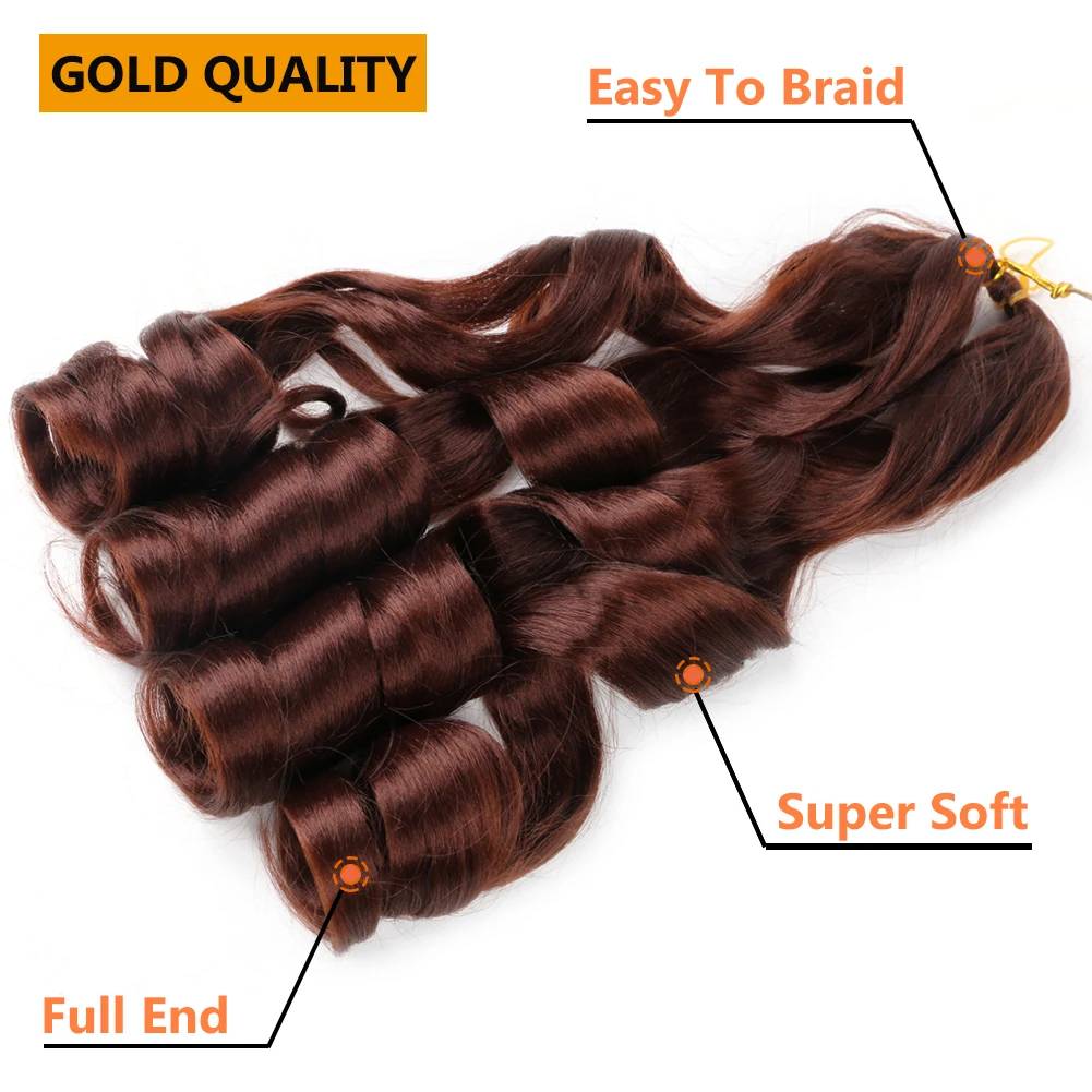 Loose Wave Crochet Braiding Hair 22 Inch Spiral Curl Braids Crochet Hair Ombre Pre Stretched Braiding Hair Extension French Curl