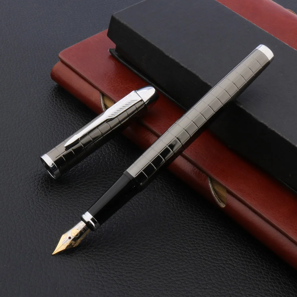 luxury High quality metal Circle Retro Fountain Pen ink pen Stylish classic Gun gray wave Stationery Office school supplies