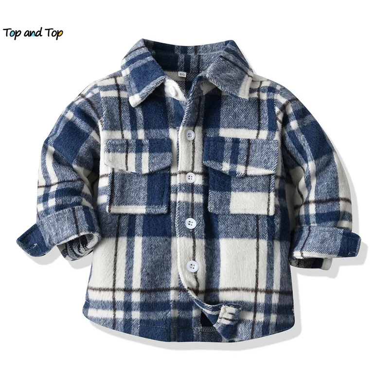 

top and top Winter Toddler Baby Kids Boys Gentleman Shirt Little Boy Long Sleeve Plaid Shirts Tops Tuexdo Clothes for Wedding