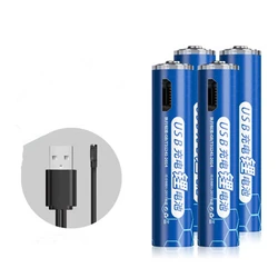 4pcs/lot Hot sale 1.5V USB AAA rechargeable battery 555mWh USB rechargeable lithium battery rangefinder toy battery