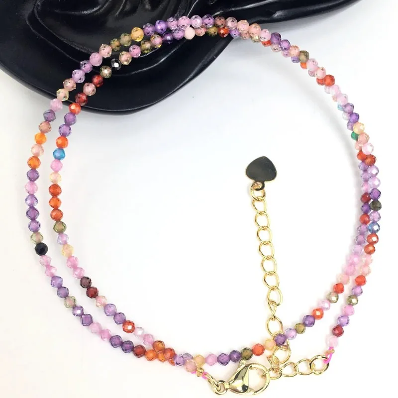 Natürliche Stein Perlen Halsketten 2MM Kleine Größe Facettierte Runde Quarts Turmalin Mini Perlen Halsketten Für Frauen Schmuck Geschenke – Detail 8