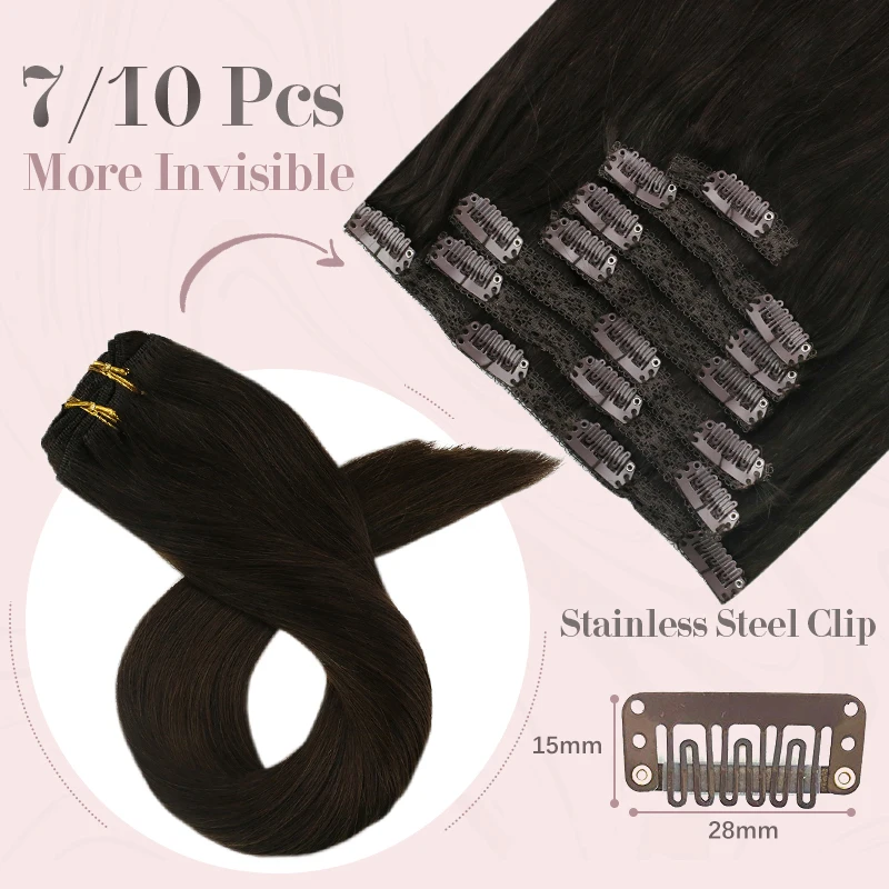 Ugeat Clip nelle estensioni dei capelli capelli umani Balayage Color Full Head Clip nelle estensioni dei capelli 100g 7/10 pezzi 100% capelli veri