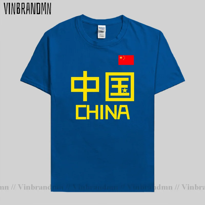 People\'s Republic of China CHN mens t-shirt Chinese character Flag Short sleeve clothes cotton summer casual Fashion Print 07