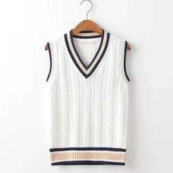 New Mens Fashion Winter Thick V-Neck Sleeveless Vest Sleeveless Sweater Cotton School Uniform Cotton Loose Knitting Vest Sweater