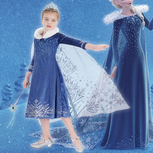 Elsa Princess Dresses Frozen 2 Girls Costume Kids Snow Queen Cosplay Carnival Clothing Elsa Dress Up Halloween Fancy Clothes