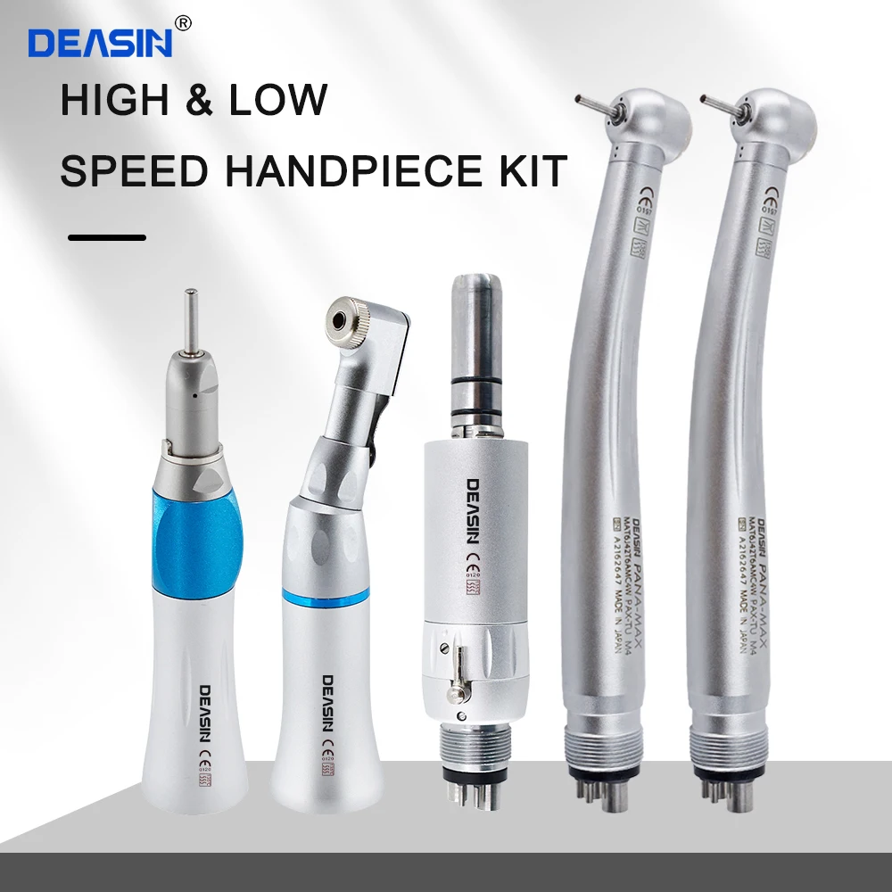 

Dental High & Low Speed Handpiece Kit Standard Push Button Single Way Water Spray E-type Air Motor M4 / B2 Whole Set