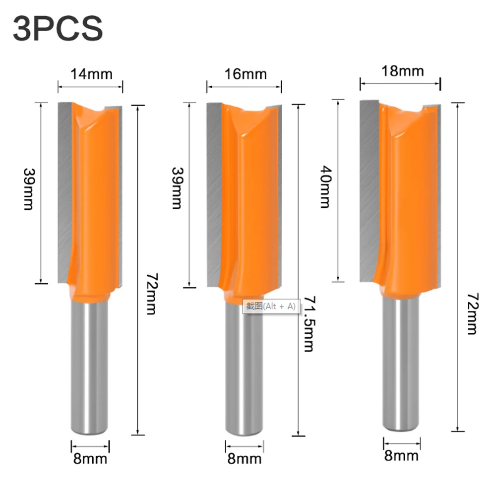 Imagem -02 - Dupla Flauta Straight Bit Fresadora Cortadores de Madeira Carboneto de Tungstênio Router Bit Ferramentas de Carpintaria mm Shank