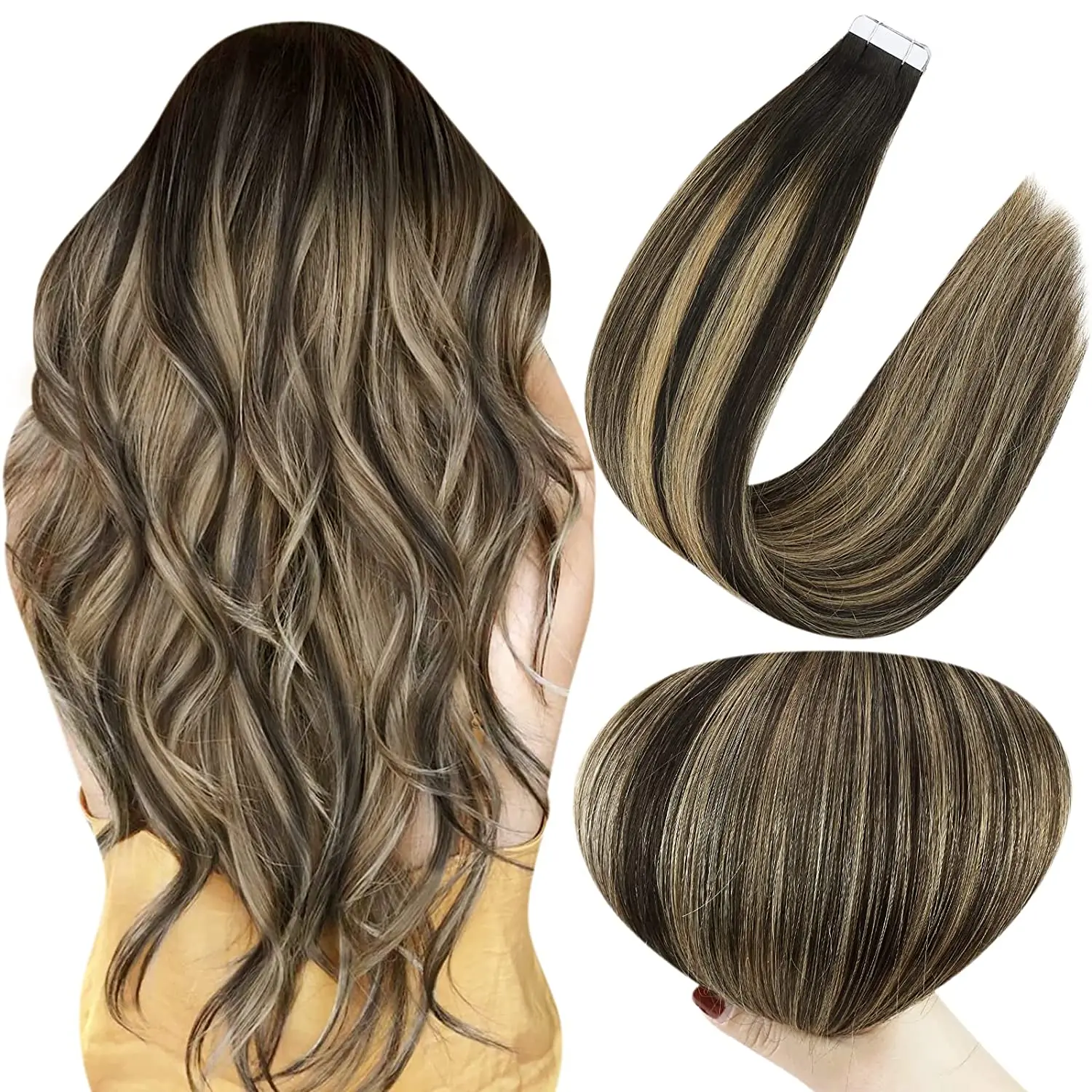 Volledige Glans Tape In Human Hair Extensions Balayage Blonde Kleur Omber 100% Menselijk Haar Huid Inslag Lijm Op Naadloze Remy Haar