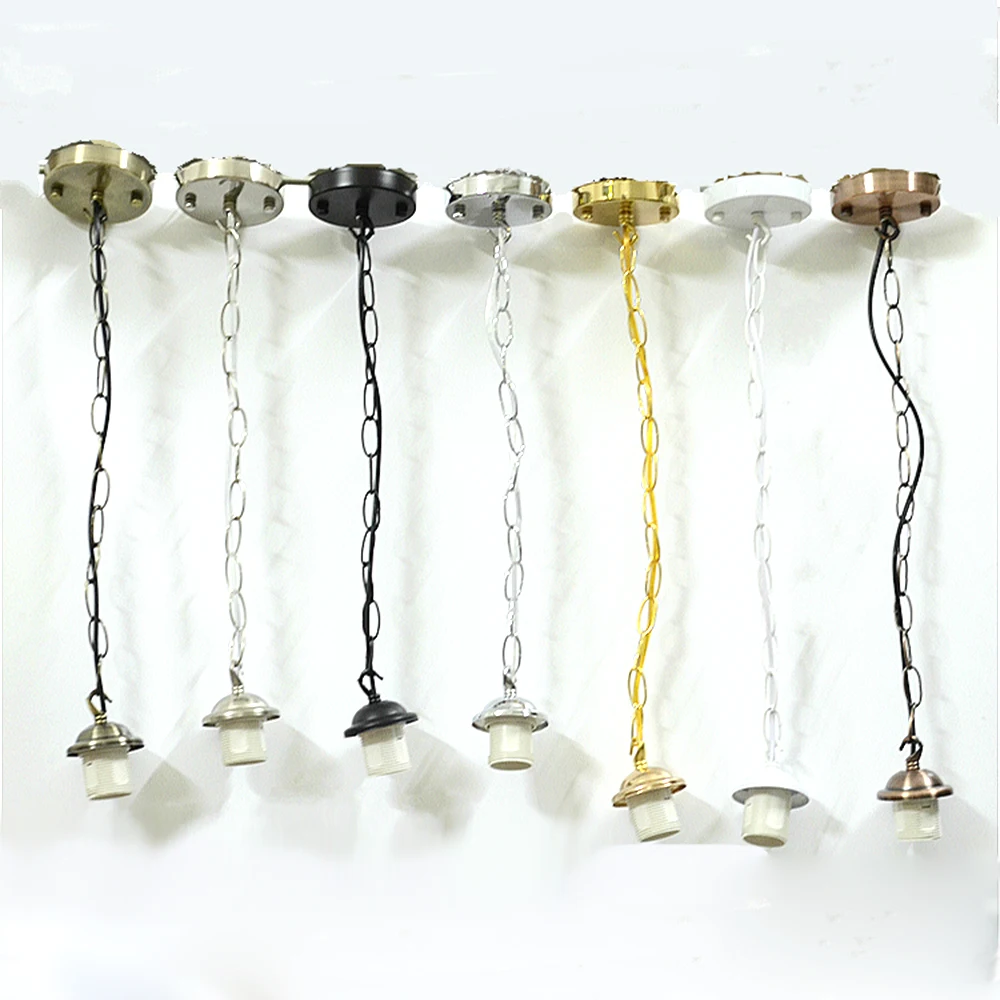 E27 Vintage Lamp Base Ceiling Rose Chain Pendant Light Bulb Lamp Holder Screw Socket Fitting Kit for Retro Incandescent 1M