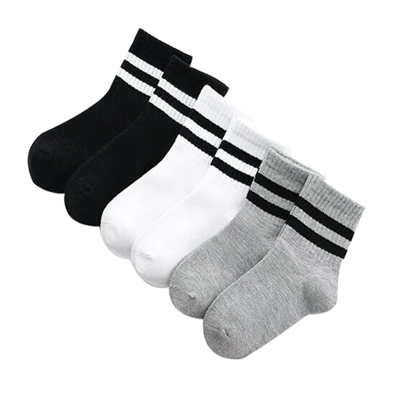 Calcetines rayados de algodón para niños - Cómodos primavera y otoño