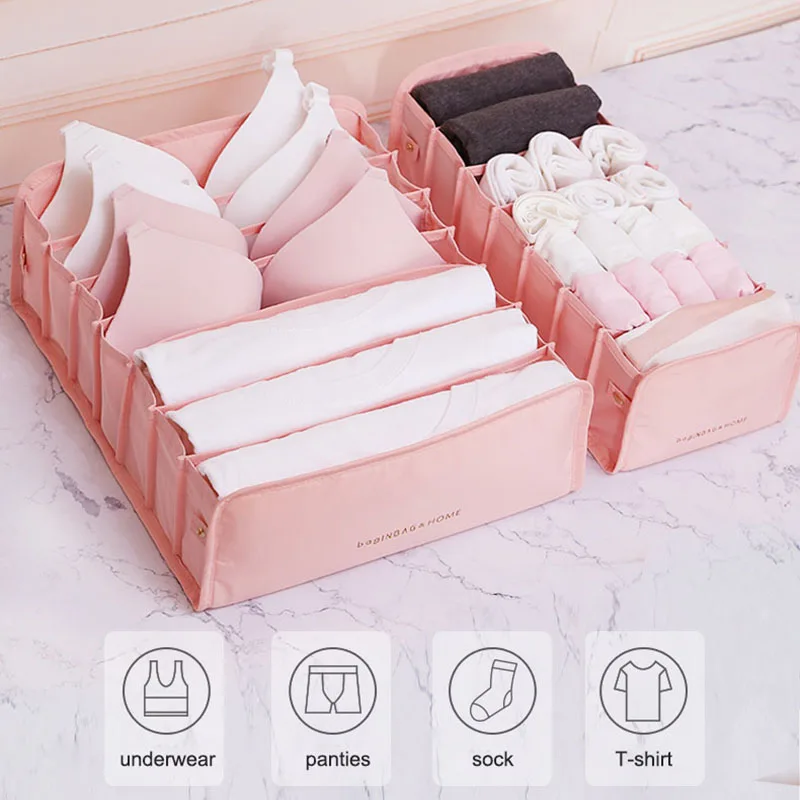 Foldable Underwear Storage Socks Organizer Box Rangement Tiroir Bra Organizer Opbergbox Drawer Dividers Organizador Closet