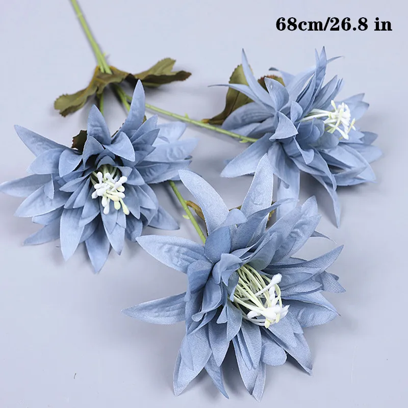 פרחי משי כחולים מלאכותיים לחתונה ועיצוב