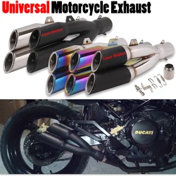 Universal Motorcycle Exhaust 36-51mm Escape Moto Modified Muffler Double Outlet Tailpipe Link Pipe For NInja400 S1000RR CBR1000R