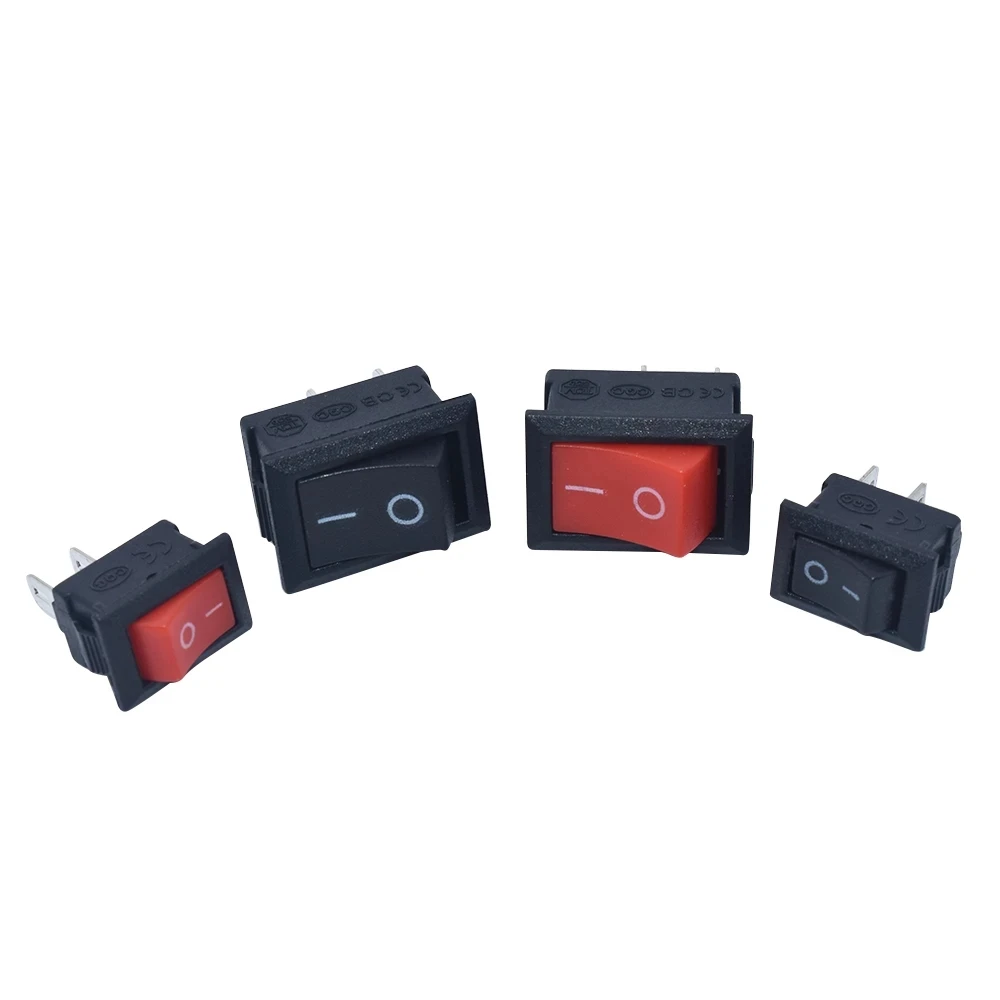 10pcs KCD1 Rocker Interruttore Interruttore di Pulsante Mini Interruttore 6A-10A 250V KCD1-101 2Pin Snap-in On/Off 10*15 21*15 MILLIMETRI Nero Rosso