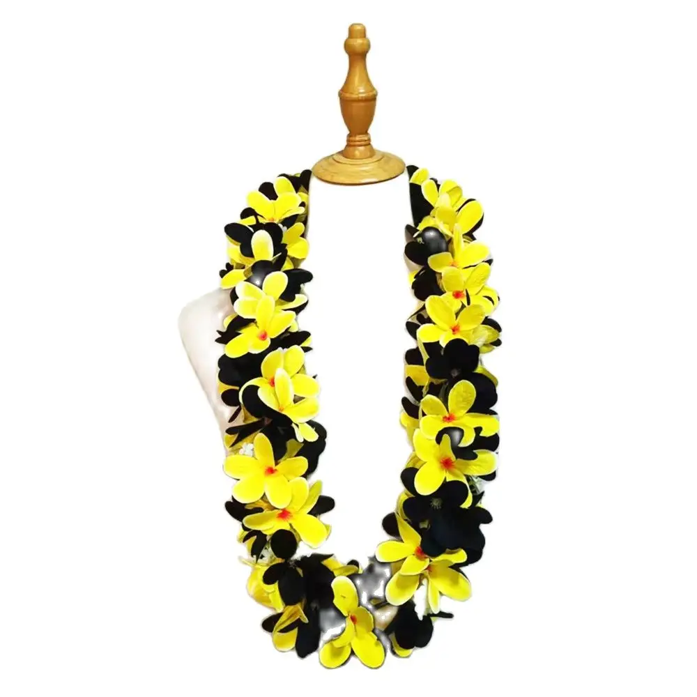 Free Shipping 50PCS/lot HL00081 110CM Silk Plumeria Lei Hawaii Hula Dancer Necklace Aloha Performance Decorative Leis Wedding