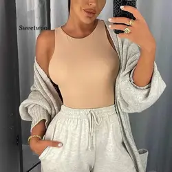 Summer Sleeveless O Neck Sexy Bodysuit Women Off Shoulder Body Tops Streetwear Casual White Bodysuits