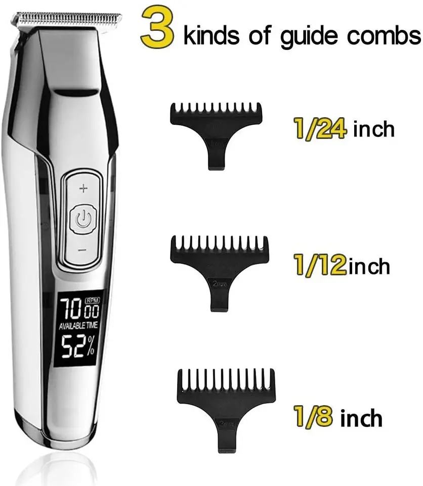 Kemei Professional Hair Clipper Beard Trimmer for Men Adjustable Speed LED Digital Hair Clipper Carving Clippers Electric Razor