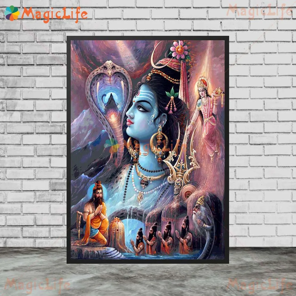 Shiva Hinduism Goddess of India Wall Art Canvas Painting God of Destruction Wall Pictures For Living Room Nordic Poster Unframed