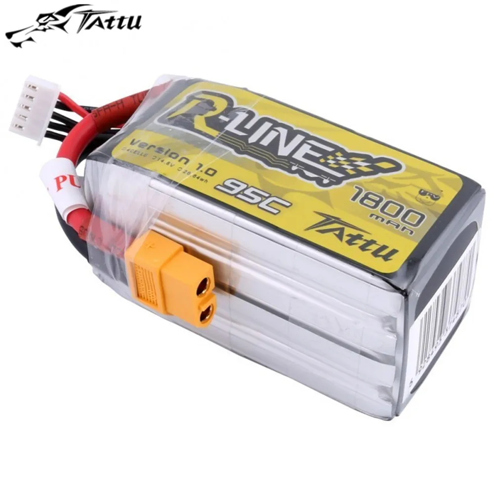 

TATTU R-line 1800mAh 95C 6S Lipo Battery Pack with XT60 Plug for most of the FPV Racing Quadcopters