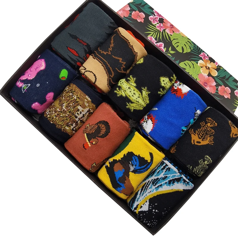 

10 Pairs/Pack Creative Cartoons Animal Funny Socks Casual Personality Design Cool Hip Hop Streetwear Happy Socks for Men Woman