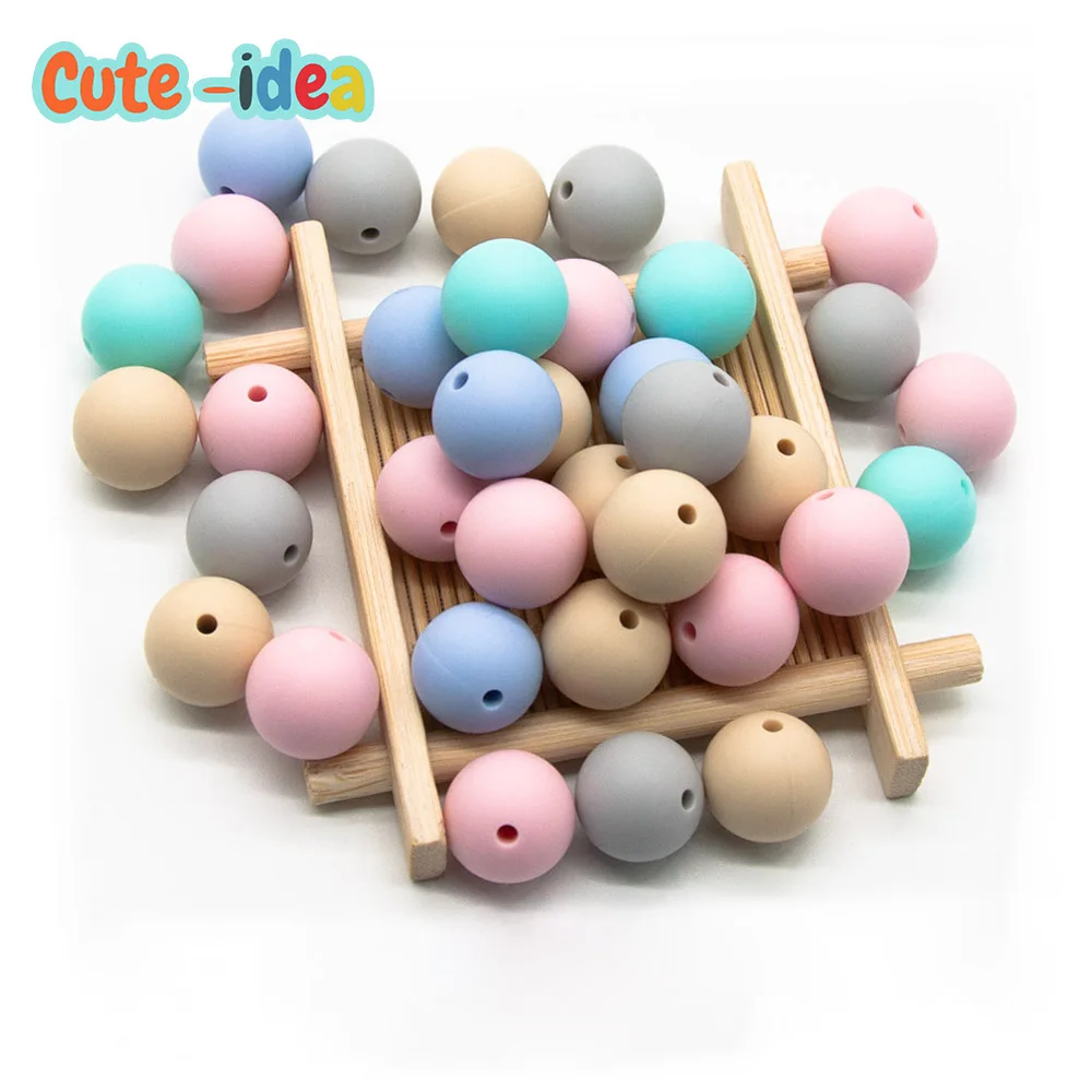 

Cute-idea 19mm 10Pcs Round Silicone Beads combination colors Baby Teething Beads DIY Necklace Pacifier Chains Toys Baby Products