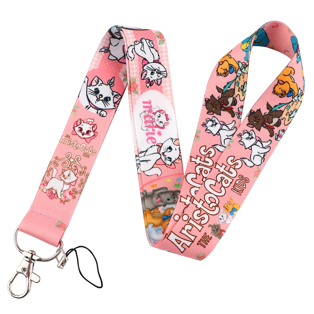 YQ270 Marie Cat Lanyard The Aristocats Neck Strap Phone Rope For Key ID Card Badge Holder Keychain Hang Rope Lariat Lasso