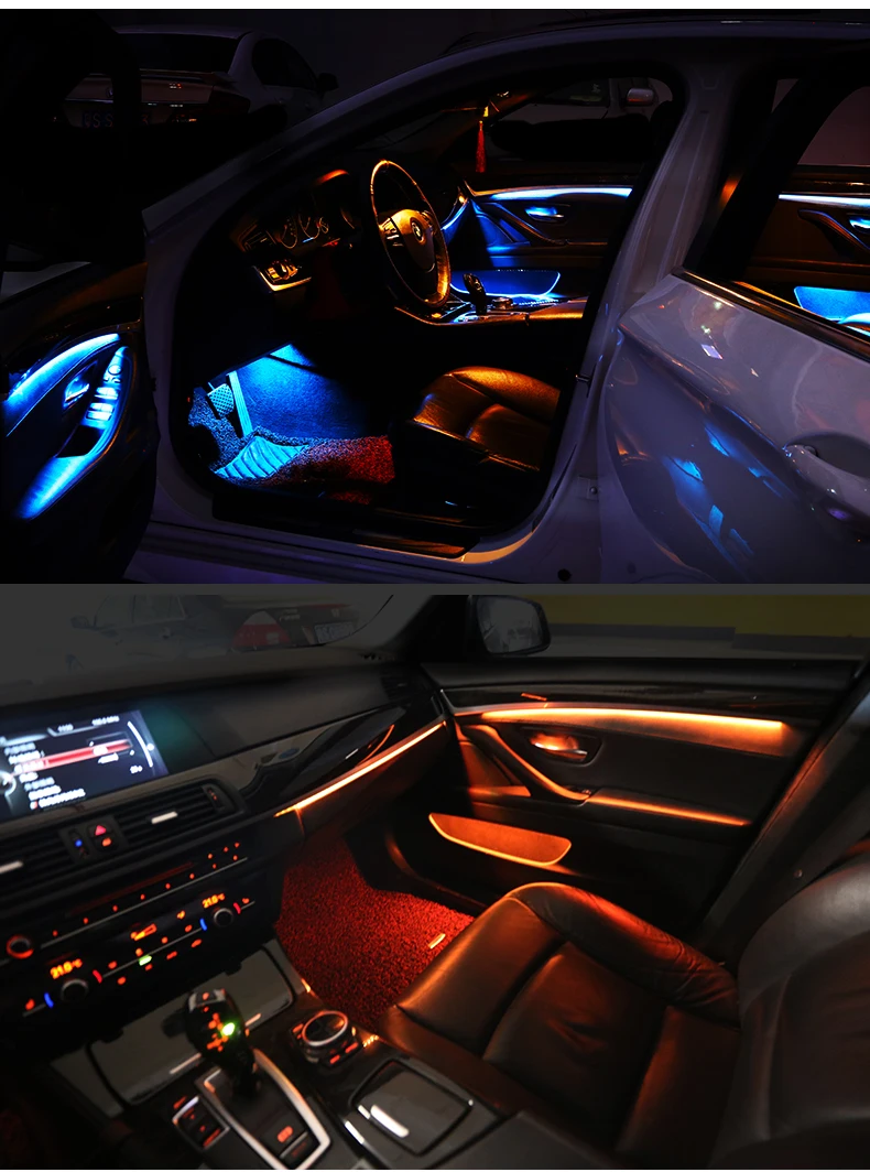 Interior Neon Ambient Light 12V RGB Decorative Led Stripe 9 Colors Decorative Lighting For BMW 5 Series F10 F11 2010-2018