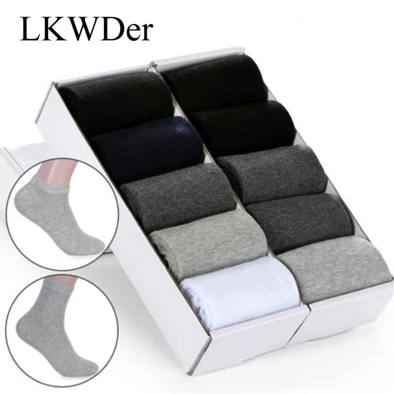 

LKWDer 5 Pairs High Quality Casual Men's Business Socks For Men Cotton Socks Black White Long Sock Crew Meias Calcetines Hombre