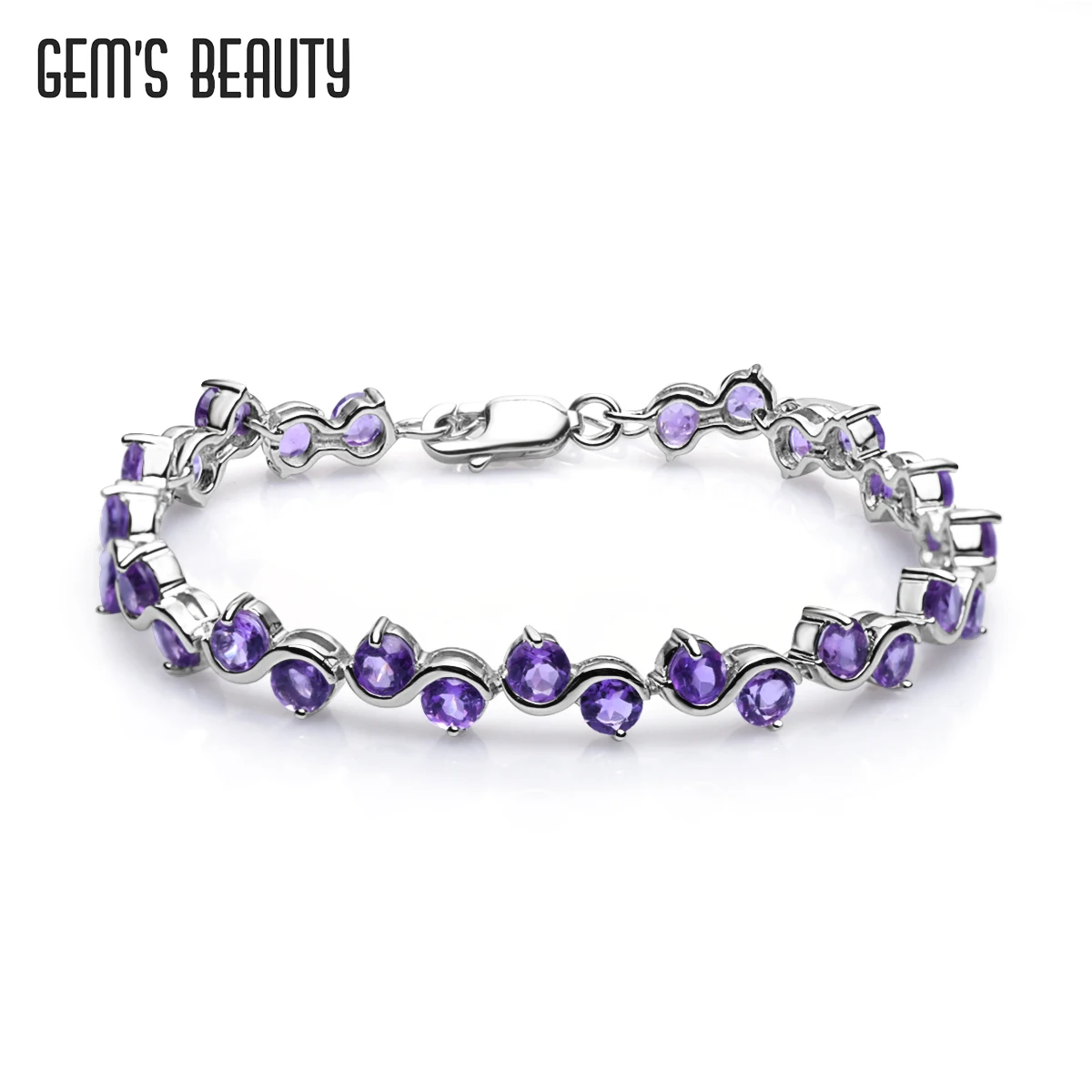 

Gem's Beauty Natural Amethyst Luxury Vintage Gothic Punk Chain Bracelets 925 Sterling Sliver Link Bracelets Women Fine Jewelry