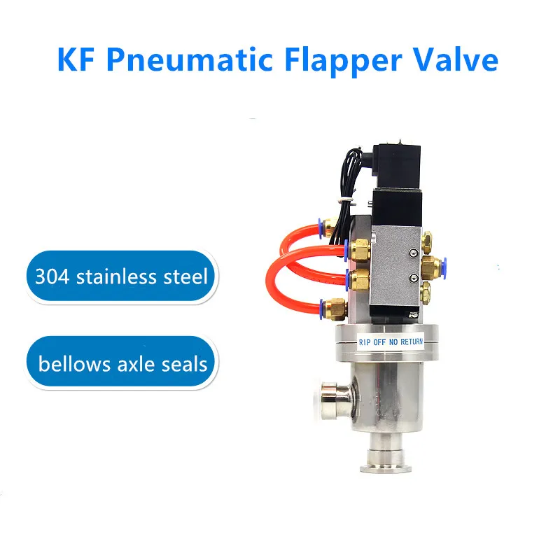 KF Right Angle L-type Valve Pneumatic SS304 Vacuum Baffle Valve Quick Loading Vacuum Flapper Valve Ball for KF16 KF25 KF40 KF50