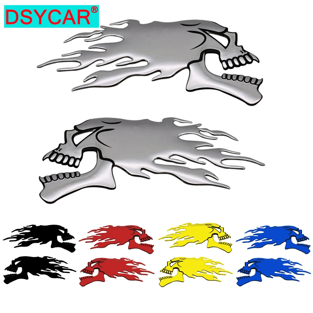 

DSYCAR 1Pair Motorcycle Car Universal 3D Emblem Sticker Helmet Skull Decals Fuel Tank Stickers Frame Body Decoration Sticker